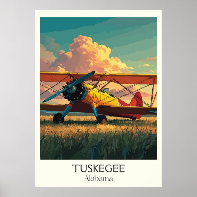 Poster Avião Antigo de Tuskegee Alabama (Frente)