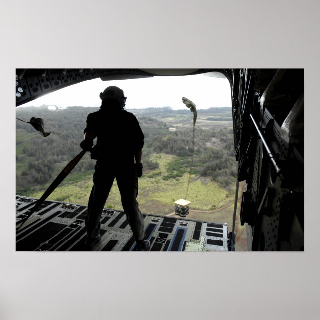 Póster Avião assiste a queda de um pacote de prática (Frente)