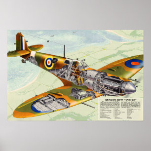 Poster Avião britânico Spitfire da Segunda Guerra Mundial