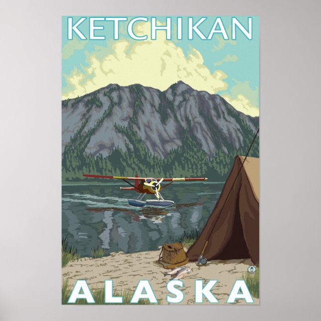 Póster Avião Bush e Pesca - Ketchikan, Alaska (Frente)