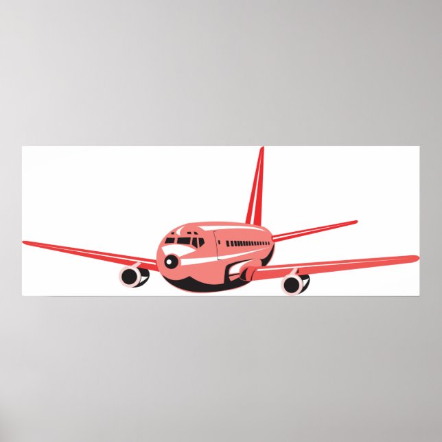 Poster Avião cor-de-rosa (Frente)