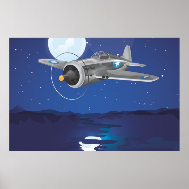 Póster Avião de combate vintage (Frente)