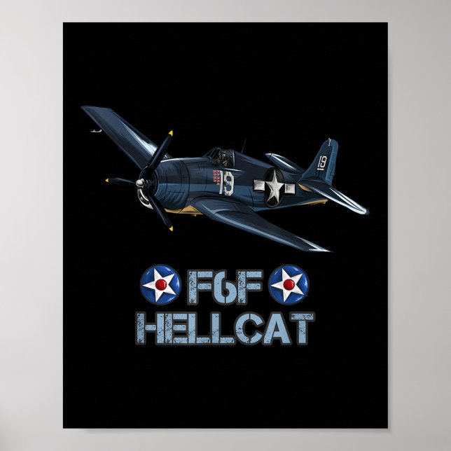 Poster Avião de Combatente Helcat da 2ª Guerra Mundial (Frente)