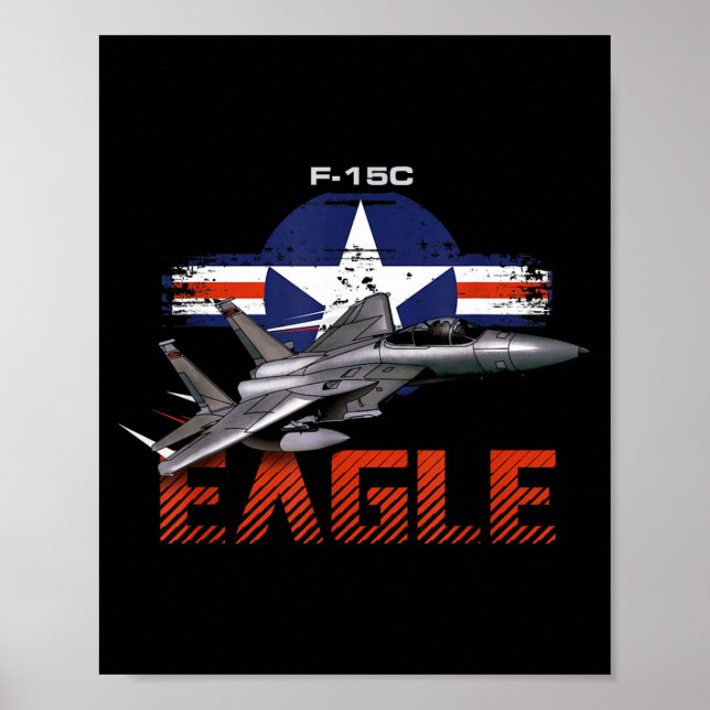 Poster Avião Militar de Guerra F15 Eagle dos EUA  (Frente)