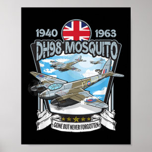 Poster Avião Mosquito do Reino Unido Dh.98 Guerra Mundial