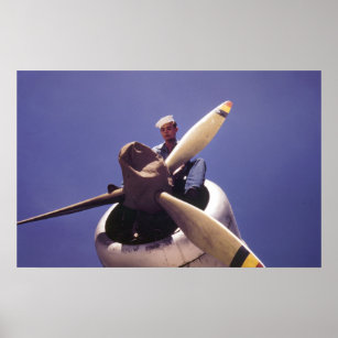 Poster Avião PBY Marinho WW2 Vintage