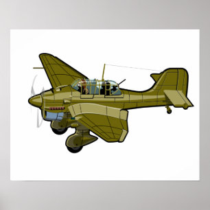 Poster Avião retrógrado de desenho animado