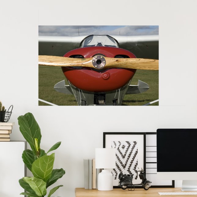 Póster Avião Vermelho e Branco (Escritório em casa)