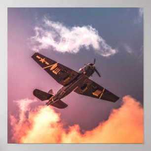 Poster Avião Vintage Belo Céu