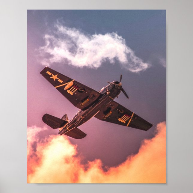 Poster Avião Vintage Belo Céu (Frente)