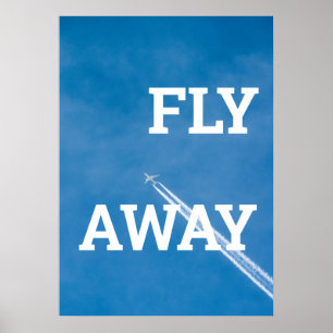 Poster Avião voa no céu azul