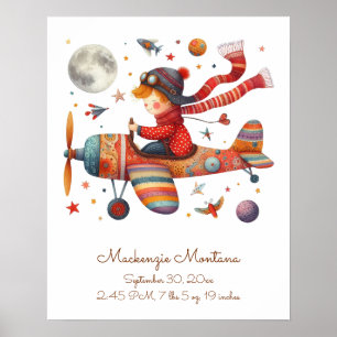 Poster Avião Voador Infantil Personalizado de Nova Arte I