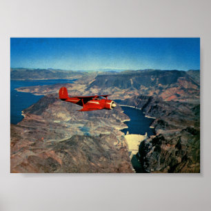Poster Avião Voando Sobre A Vintagem Da Barragem De Hoove