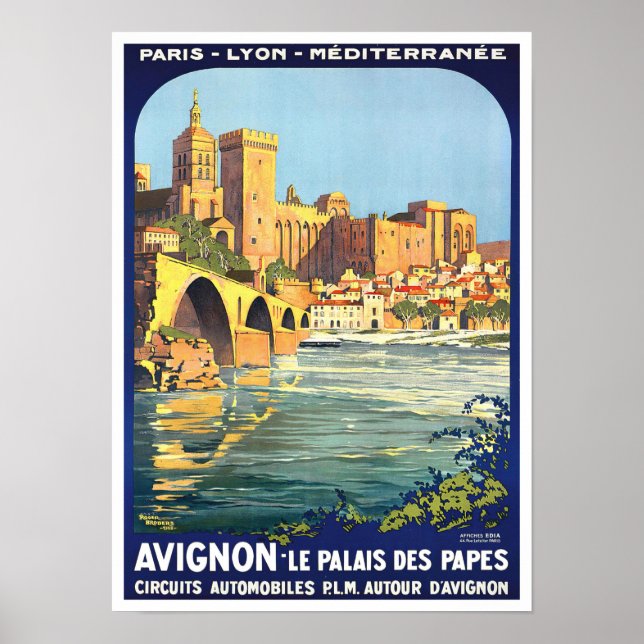 Poster Avignon France viagens vintage (Frente)