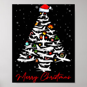 Poster Aviões de árvore de Natal Muitos homens felizes Na