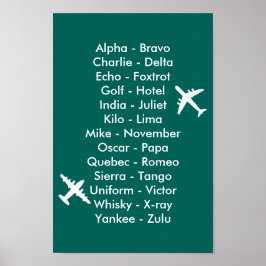 Poster Aviões-piloto de tráfego aéreo Alfabetos