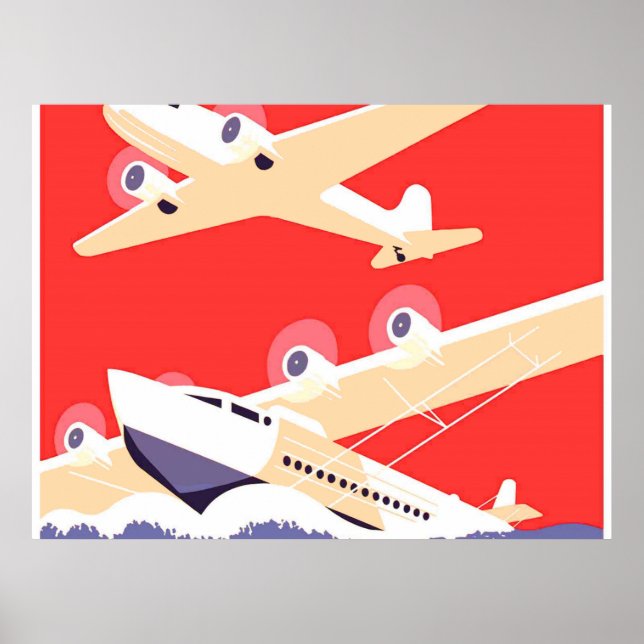 Poster Aviões voando Vintage Propeller (Frente)