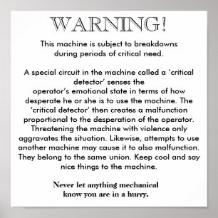 Poster - aviso da divisão da máquina