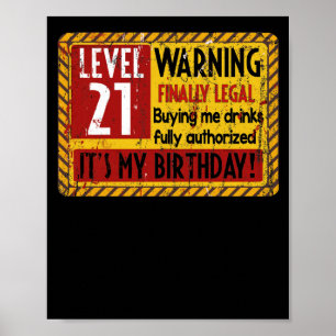 Poster Aviso de aniversário de 21 anos de Nível 21 Anos F