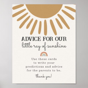 Poster aviso de boho sunshine para sinal de chá de fralda