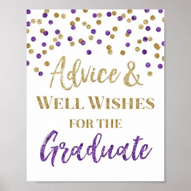Poster Aviso de Confetti Dourado Roxo para Sinal de Forma (Frente)