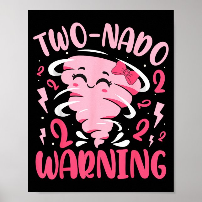 Poster Aviso de dois tornados para crianças Aniversário d (Frente)