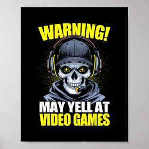 Poster Aviso de jogo engraçado pode gritar com jogos de v