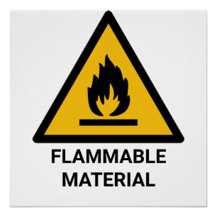 Póster Aviso de material inflamável, Símbolo de risco de 
