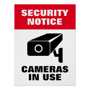 Póster Aviso de segurança da câmera de vídeo poster