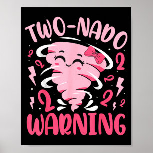 Poster Aviso de Tornado Duplo para Crianças Aniversário d