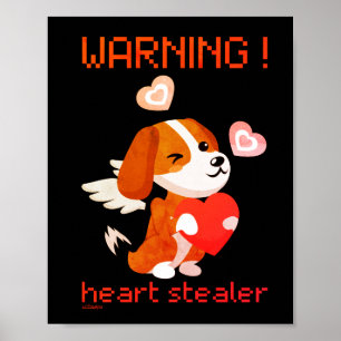 Poster AVISO... DIA DE OS NAMORADOS cardíaco de cão fofo 