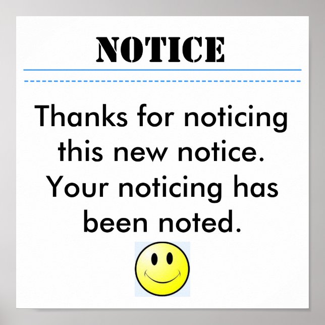 Póster AVISO, Obrigados para notar este novo não... (Frente)