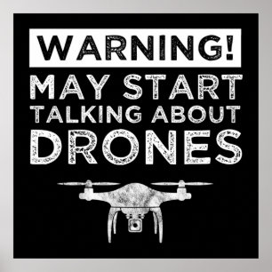 Poster Aviso! Pode Começar A Falar Sobre Drones