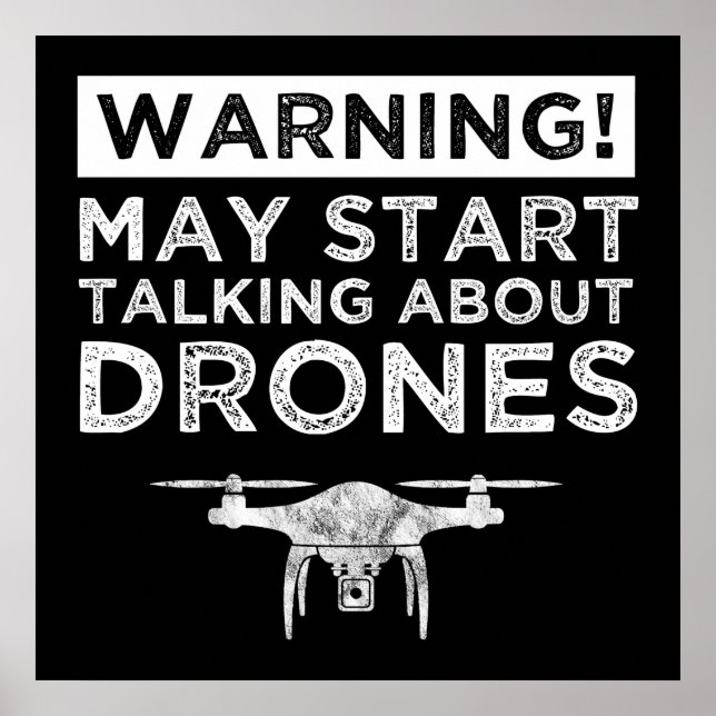 Poster Aviso! Pode Começar A Falar Sobre Drones (Frente)