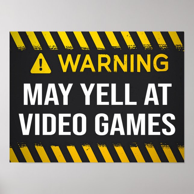 Poster Aviso Pode Gritar Em Videos games (Frente)