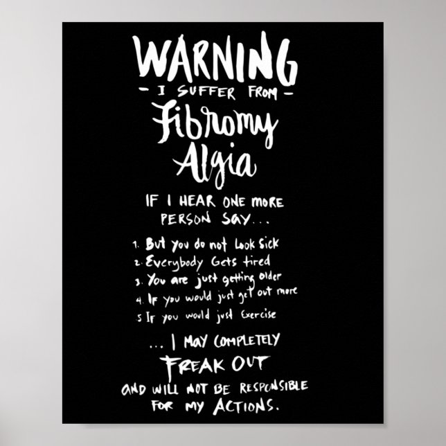 Poster Aviso: Sofro De Fibromialgia - Fibro Divertido Diz (Frente)