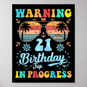 Poster Aviso Viagem de Aniversário de 21 anos em Andament