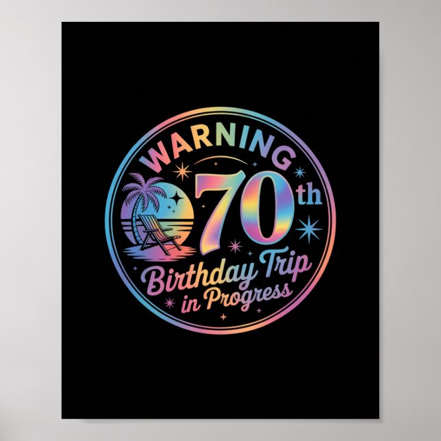 Poster Aviso Viagem de Aniversário de 70 anos em Andament (Frente)