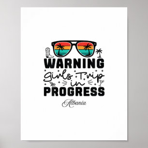Poster Aviso Viagem de Garotas em Andamento Férias Alnia