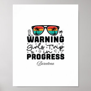 Poster Aviso Viagem de Raparigas em Curso Férias Barcelon