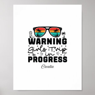 Poster Aviso Viagem de Raparigas em Curso Férias Croácia