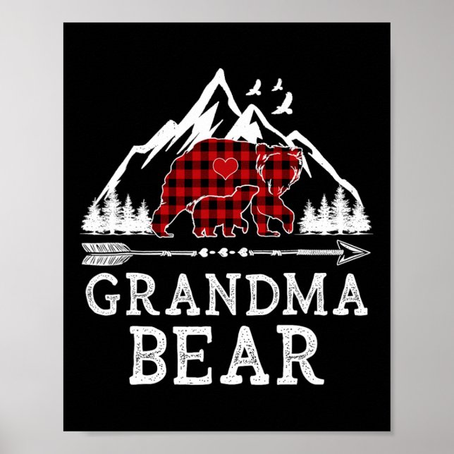 Poster Avó Bear Natal Família de Xadrezes Buffalo Matchi (Frente)