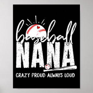 Poster Avó de beisebol feminino avó louca orgulhosa alta 