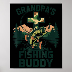 Poster Avô de criança pequena amigo de pesca camuflado ro