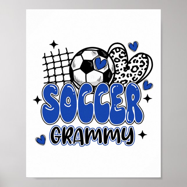 Poster Avó de futebol fofo Leopard Mãe de futebol engraça (Frente)