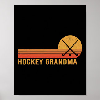 Poster Avó de Hockey Retro Vintage Jogadora de Hockey 