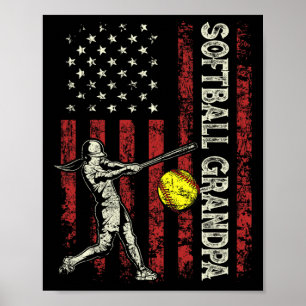 Poster Avô de Softbol Bandeira dos EUA Presentes Pai Home
