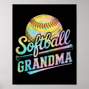 Poster Avó de Softbol Camisa Tie Dye Amantes de Softbol D