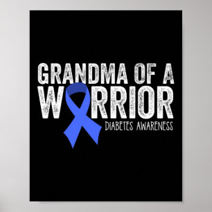 Poster Avó de um guerreiro T1D - Suportes de fita azul di