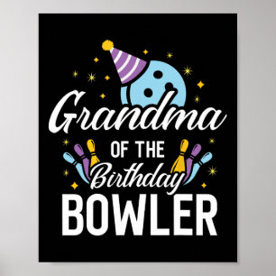Poster Avó do Jogador de Boliche de Aniversário da Festa 